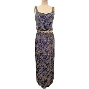 NWT Banana Republic Womens Y2K Print Body KNIT Contour Maxi Dress sz Medium